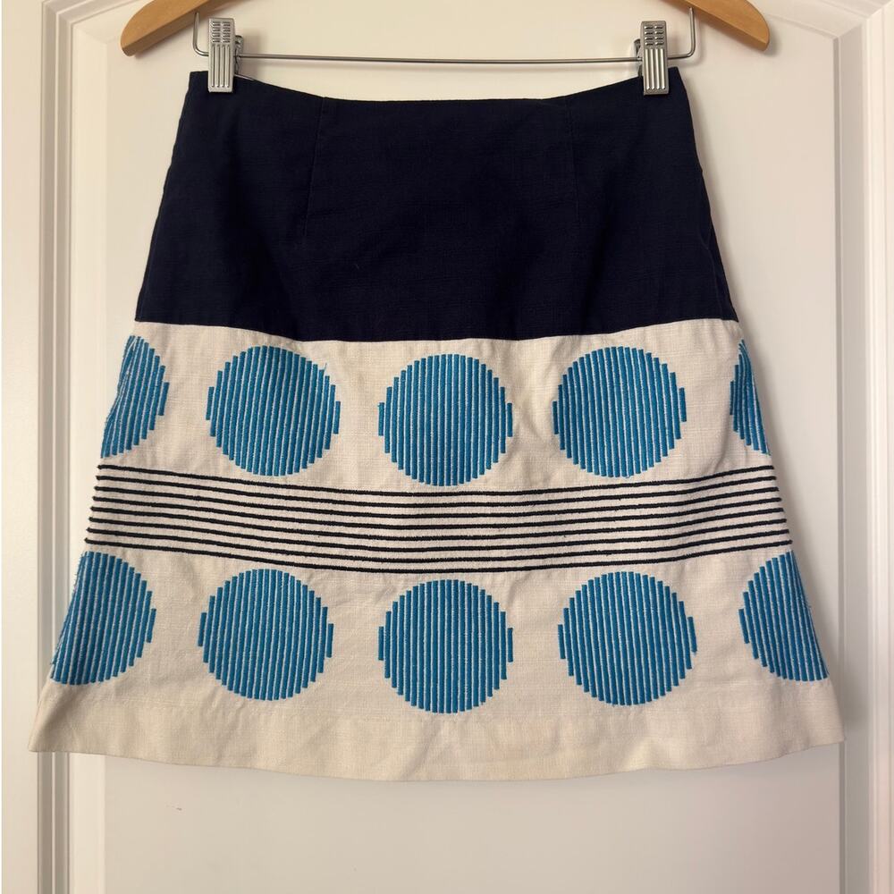 Boden Retro Mod A-Line Mini Skirt Geometric Print Textured with Pockets - 2